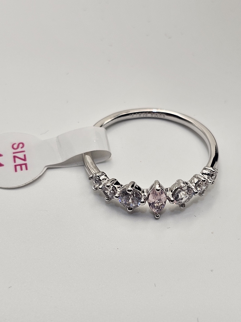 NEW Bomb Party OG Ring "Follow the Love" Size 11 Pink Opal on Rhodium MSRP $110
